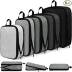 5 Pack Compression Packing Cubes for Travel Space Saving Cubes Luggage Organizer for Suitcase(Mixed Gray,Mixed)