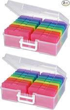 novelinks Transparent 4" x 6" Photo Cases and Clear Craft Keeper with Handle, 16 Inner Photo Organizers & Photo Storage Box, 