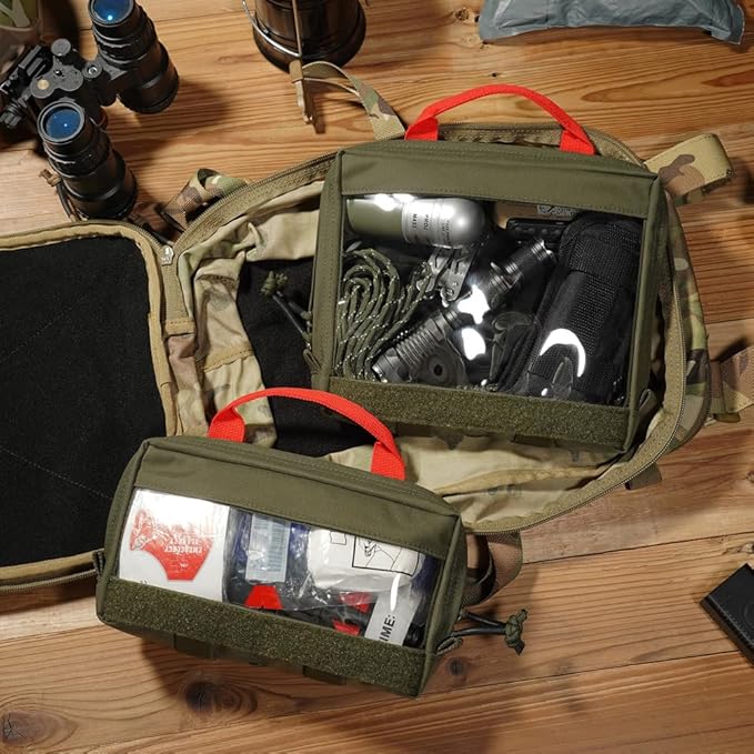 KRYDEX Clear Top Insert Bag with Hook Panel Tactical Packing Cube Travel Organizer Bag (Large-RG)