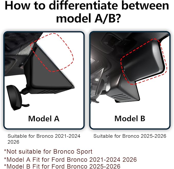 Front 4K & Rear 1080 Dash Cam Fit for Ford Bronco 2021 2022 2023 2024 2026(Model A), Does Not Fit Ford Bronco Sport, WiFi & A