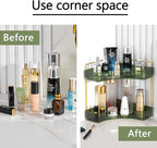 shuang qing 2-Tier Corner Bathroom Counter Organizer – Storage Shelf for Makeup, Perfume & Skincare, Space-Saving Countertop 