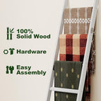Bamboo Towel Rack 5-Tier Blanket Ladder for Living Room, Bedroom, Bathroom Space-Saving Decorative Ladder for Quilts, Towels 
