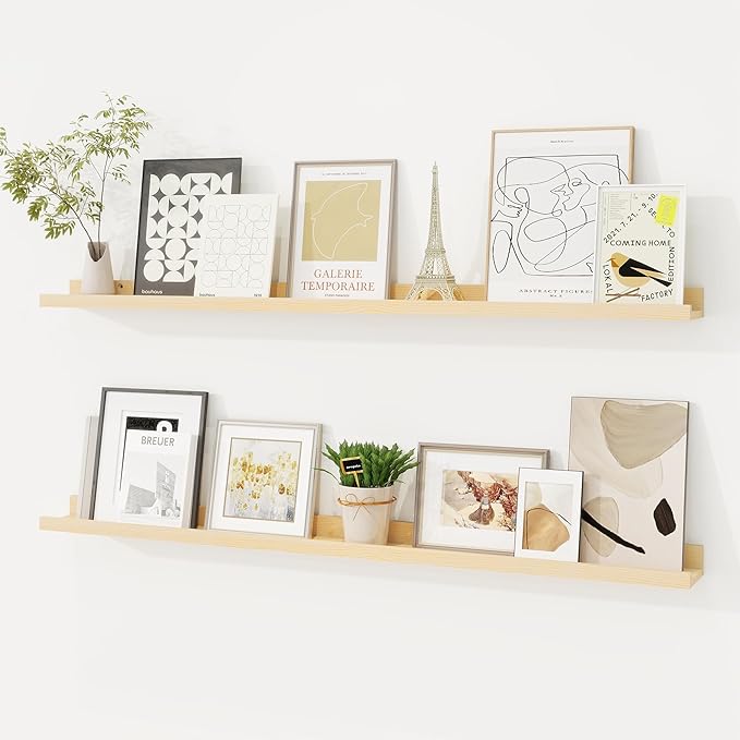 Picture Ledge Shelf, Floating Shelves Set of 2, 40 Inches Solid Wood Nursery Book Shelves for Toys Storage, Kids Bookshelf Wa