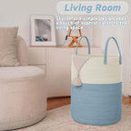 JMvicyroam Large Woven Laundry Basket Hamper,100L Cotton Rope Storage Bin for Blankets,Toys and Clothes,Decorative Tall Nurse