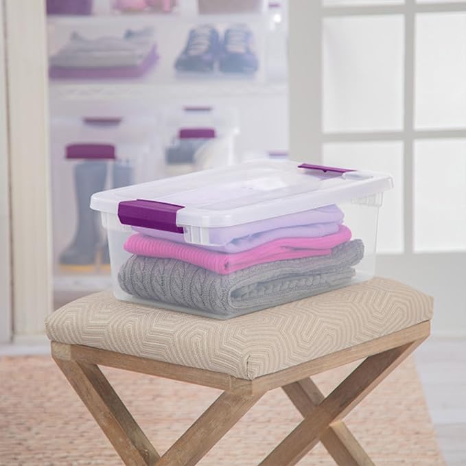 Sterilite 48-Pack 15 Quart ClearView Latch Box, Stackable Organizer Bins with Latching Lids - Clear Plastic Organization Cont