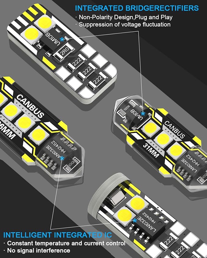 AENVTOL 13 Pieces Interior LED Lights Replacement for Ford Escape 2013-2020 White LED Interior Bulb with Install Tool