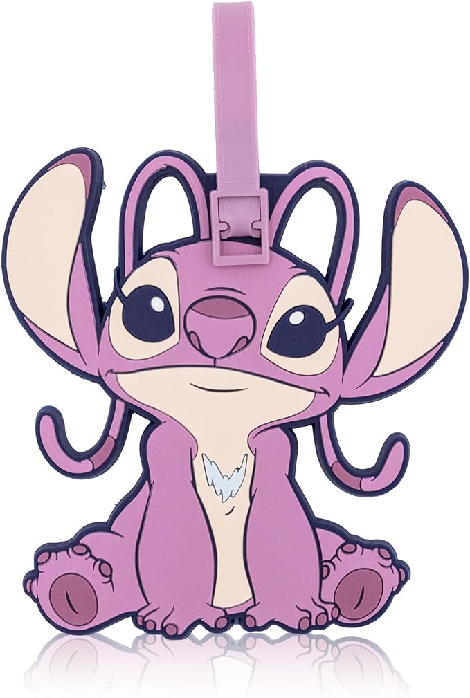 Disney Stitch Luggage Tag 2 Piece Set | Stitch & Angel Kids Luggage Tags for Suitcases | 4.25" Travel Essentials Cruise Ship 