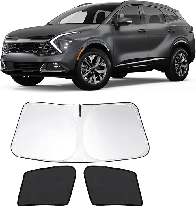 3PCS Car Window Shades Front Windshield Sun Shade Foldable Window Shade Custom Fit for 2023 KIA sportage Accessories Car Shades for Front Windows Anti-UV Rays Block Heat