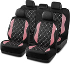 Road Comforts Seat Covers, Premium Leather Car Seat Covers Full Set for Women Girls,Airbag Compatible, Automotive Seat Covers