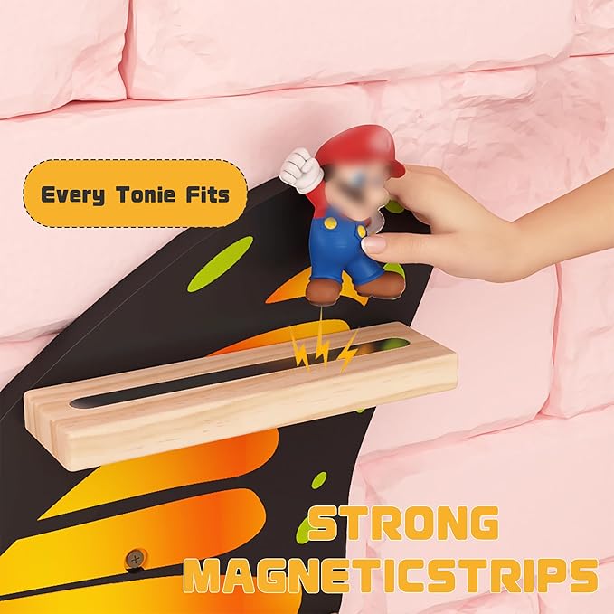 Orange Butterfly Tonie Shelf for Tonie and Box - Magnetic Wooden Floating Shelf for Figure Storage,Cute Tonie Wall Shelf for 