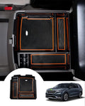 Autorder Center Console Organizer for 2022-2026 Kia Carnival KA4 MPV Accessories Armrest Storage Box Secondary Insert Tray with Orange/Black Silicone Pad