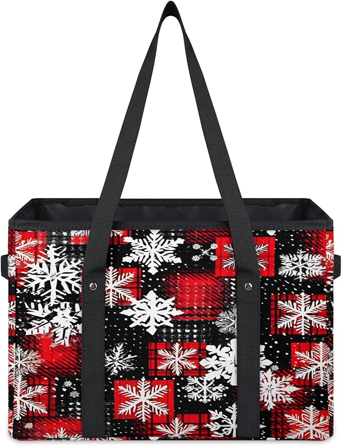 Reusable Grocery Bags Heavy Duty Shopping Bags Foldable Large Tote Bags with Long Handles & Hard Bottom