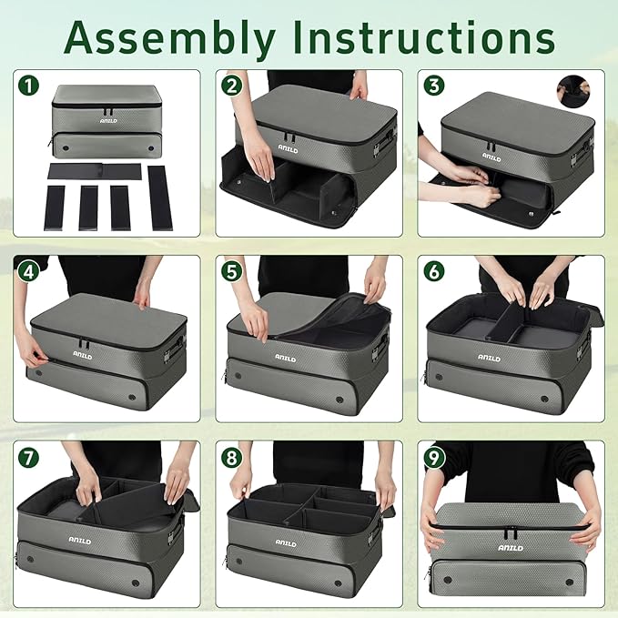 ANILD Golf Trunk Organizer, 2 Layer Golf Storage Case with Separate Ventilated Compartment for 2 Pair Shoes, for Balls, Tees,
