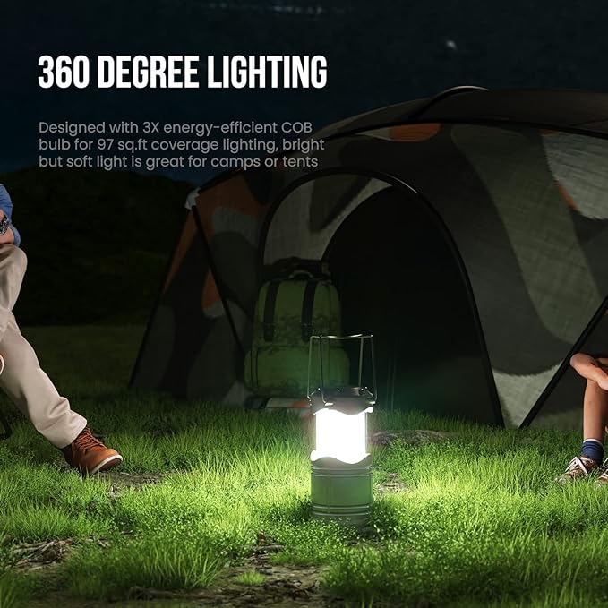 Lichamp LED Camping Lantern, 4 Pack Battery Powered Flashlight for Power Outages, Portable Collapsible Hanging Light Essentia