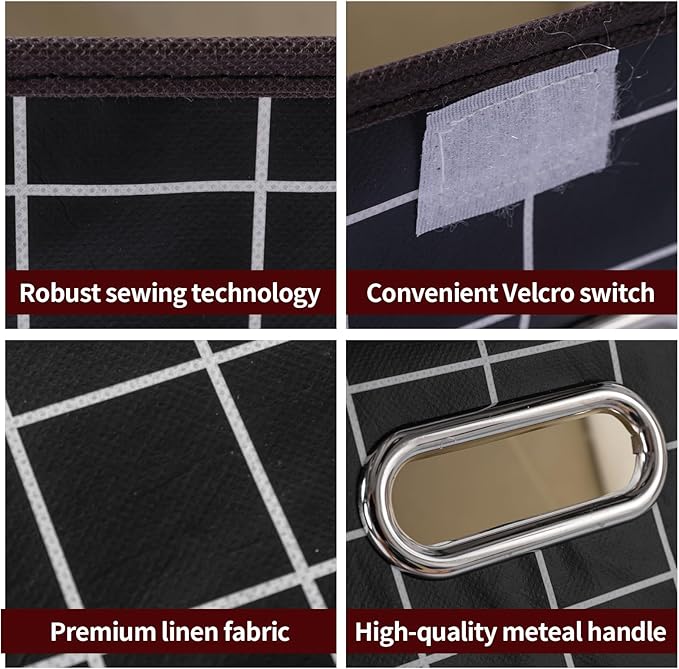 STOREONE Fabric Storage Cube Bins Foldable Organizer Container Collapsible Basket with Lids and Metal Handles, for Home, Bedr