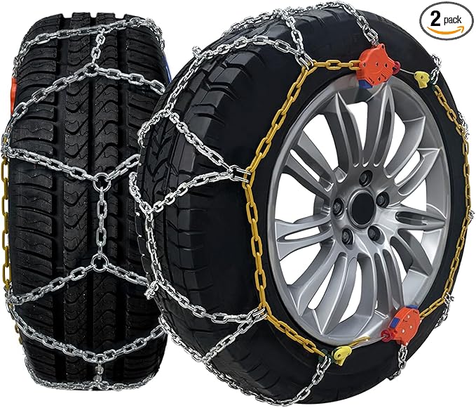232605 Adjustable Snow Tire Chains for Light Truck, SUV, Cars, Pickups, 2 Pack Anti-slip Snow Chains for Pickup Trucks Winter