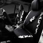 CAR-PASS Cow Print Car Accessories Sets Faux Leather Car Seat Covers & Cow Car Mats & Cow Steering Wheel Cover Seat Belt Pads