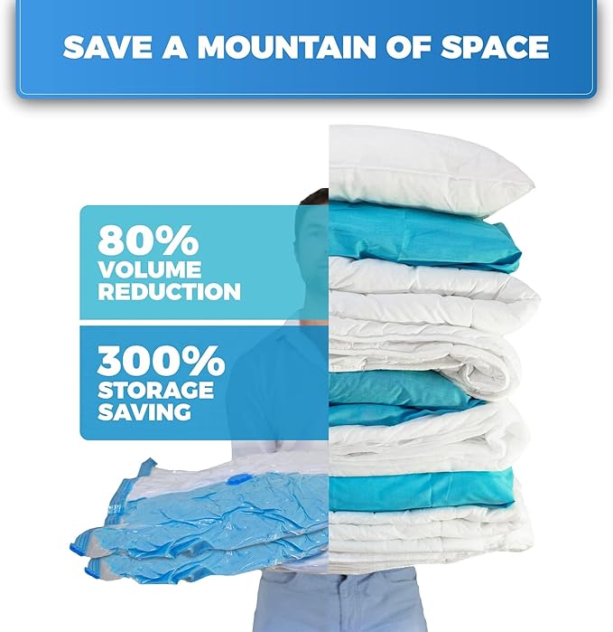 10-Pack XXL - Jumbo Vacuum Storage Bags - Space Vacuum Storage Bags for Clothing Space - Ideal for Comforters, Blankets & Sea