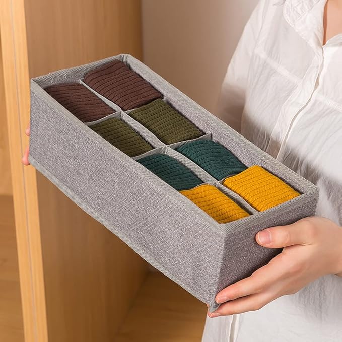 Qozary 3 Pack Sock Underwear Drawer Organizer Dividers, Collapsible Cabinet Closet Storage Boxes for Clothes, Socks, Lingerie
