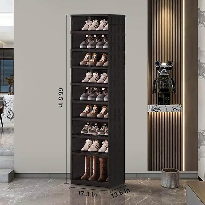 SYNCVIBE Shoe Rack Organizer for Closet Entryway Foldable Sneaker Storage Shoe, Collapsible Shoe Cabinet, Stackable Shoe Stor