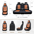 Coverado Car Seat Covers Full Set, Front Seat Covers with Lumbar Support and Back Seat Cover Waterproof Leather Automotive Se