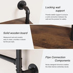 Merapi 24" Industrial Floating Shelves with Tower Bar, Pipe Shelves for Wall, 2 Tier Rustic Wood Wall Shelves for Home Décor,