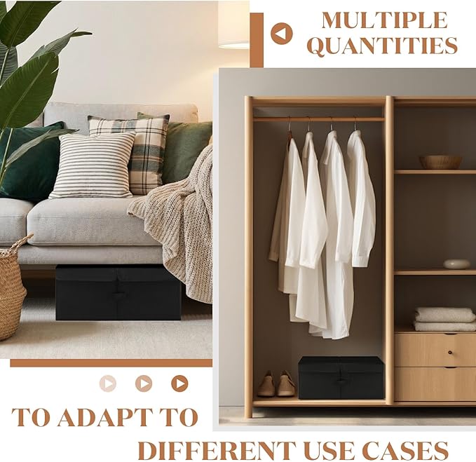 Geelin 4 Pcs Under Bed Storage with Wheels 10" High Underbed Containers with Lids Large Rolling Under Bed Organizer with Hand