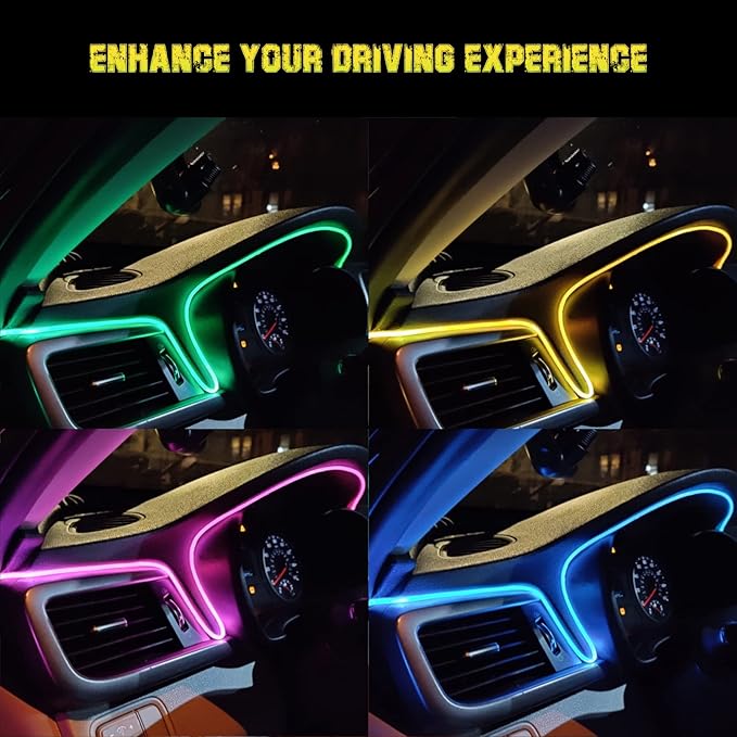 Interior Car LED Strip Lights, RGB USB Car Ambient Lighting with Fiber Optic, EL Wire Car Accessories (5 in 1)