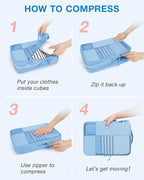 BAGSMART Compression Packing Cubes for Travel, 6 Set Packing Cubes for Carry on Suitcases, Compression Travel Cubes & Suitcas