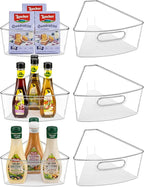 Lazy Susan Cabinet Organizer Bins for 26"/ 28"/ 32" Diameter Corner Organizer, Plastic Cabinet Storage Bin, 1/8 Wedge - Food 