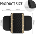 NBTEPEM Bling Car Center Console Cover, Leather Car Arm Rest Cover Cushion with 2 Storage Bags, Universal Auto Armrest Protector, Bling Accessories Interior for Most Vehicles(Gold Champagne Diamond)