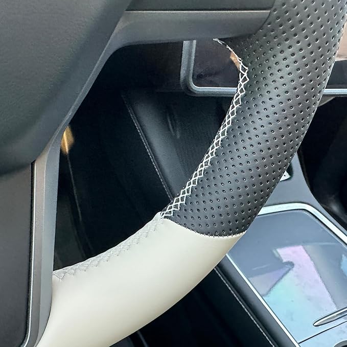 MEWANT Hand Stitched Steering Wheel Cover for Tesla Model 3 2017-2023 / Model Y 2020-2023 for Tesla Model 3/Y Accessories