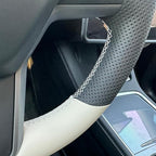 MEWANT Hand Stitched Steering Wheel Cover for Tesla Model 3 2017-2023 / Model Y 2020-2023 for Tesla Model 3/Y Accessories