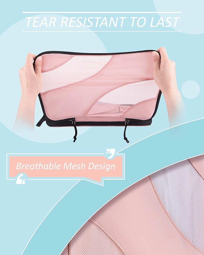 BAGSMART Compression Packing Cubes, 6 Set/4 Set/2 Set Travel Packing Cubes for Carry on Suitcases, Compression Suitcase Organ