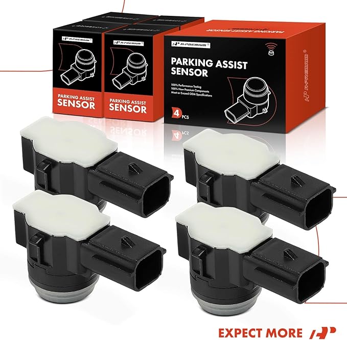 A-Premium 4-PC Reverse Backup Parking Assist Sensor Compatible with Chevrolet, GMC, Buick & Cadillac Models - Silverado 1500 2500 3500 HD, Sierra, Tahoe, Yukon, Malibu, Escalade, Impala, Enclave, Trax