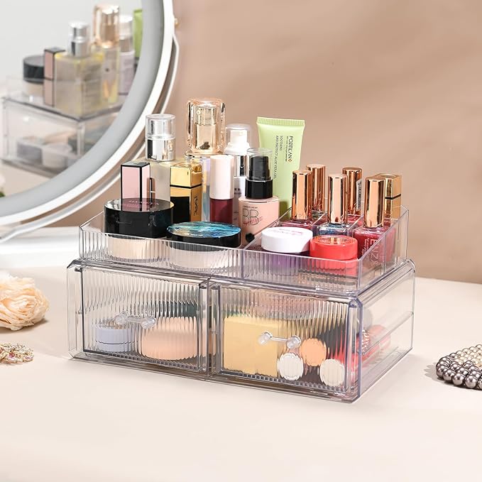 ZHIAI stackable storage drawer, cosmetic acrylic storage box, cosmetics and beauty product storage organizer, suitable for ma