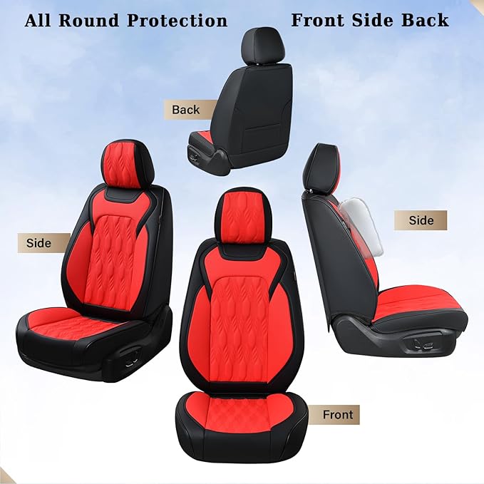 Coverado Car Seat Cover Full Set, Luxury Leather Seat Covers for Front and Rear, Waterproof Seat Covers 5 Seats, Car Seat Pro
