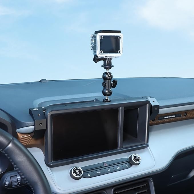 Aunginsy Dash Cam Mount Holder Compatible with Ford Maverick 2022-2024, Dashboard 8-inch Navigation Screen Upper Panel Fixed Clip Car Cameras Bracket for Go pro/Action Camera Video Record Accessories