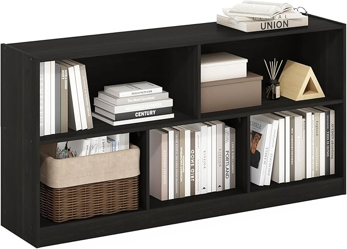 Furinno DALY Book Shelf, 5-Cube Bookshelf, Horizontal Cube Storage Organizer Bookcase, 10.9 x 47.2 x 23.6, for Living Room, B