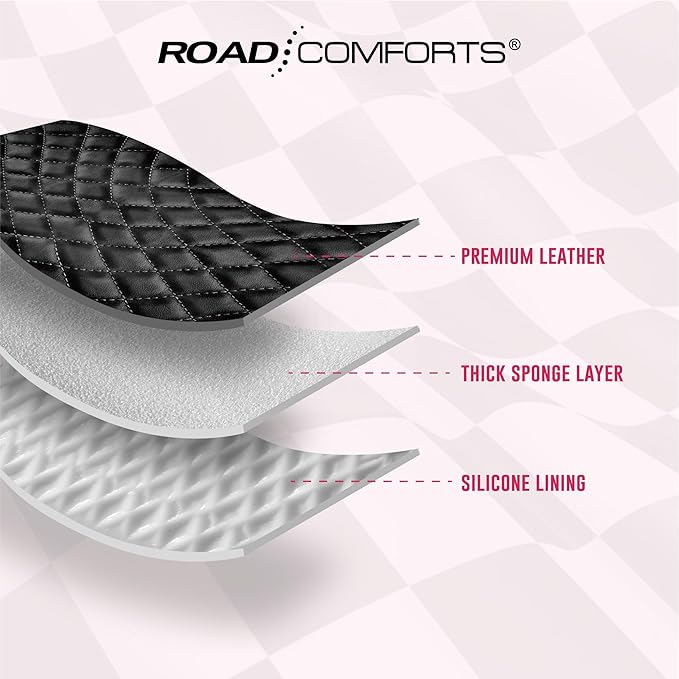 Road Comforts Leather Steering Wheel Cover – Black & Hot Pink, Universal Fit 14.5-15 Inch, Microfiber Leather, Anti-Slip & Br