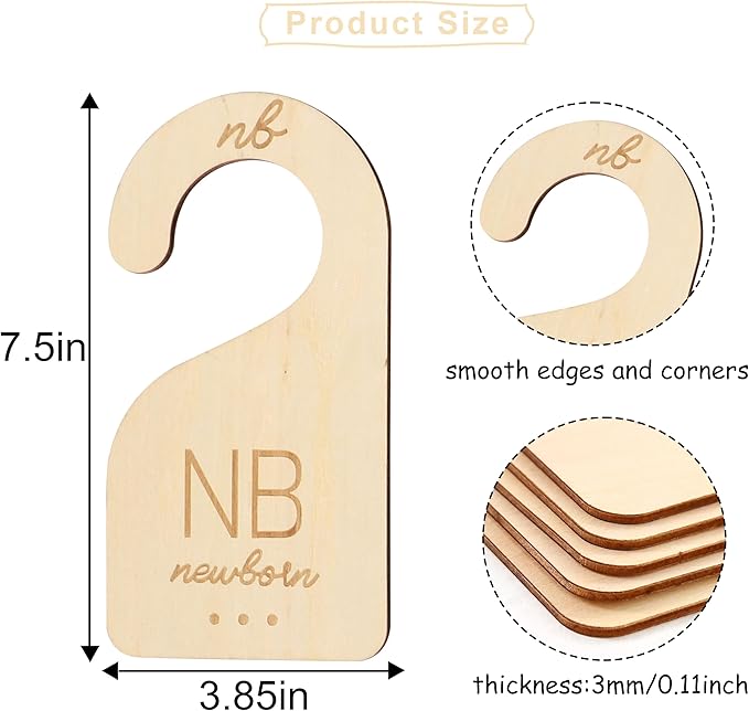Baby Closet Dividers Wooden - Clothes Size Markers for Babies,Organize Babies Closet Hanger,Baby Nursery Closet Dividers,Newb