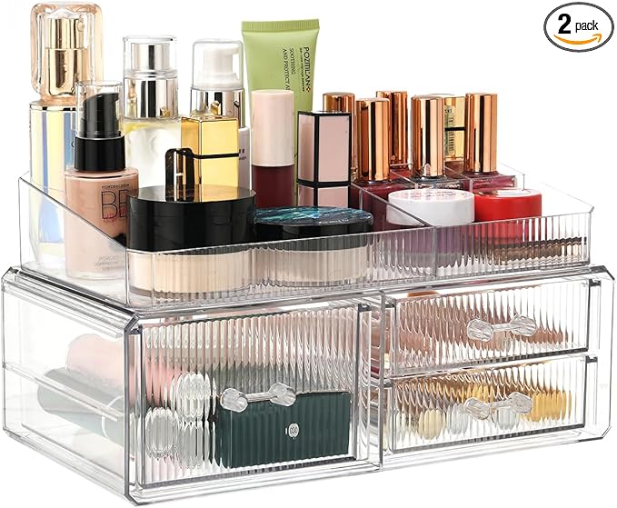 ZHIAI stackable storage drawer, cosmetics storage box, cosmetics and beauty product storage organizer, suitable for makeup ro