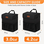 4.2 Gallons Car Trash Can with Lid, Bag Bin Hanging Waterproof Automotive Car Garbage Cans Leak Proof Vehicle Trash Can for Truck SUV,Black