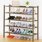 Smiry Shoe Rack, 5 Tier Thick Long Bamboo Shoe Organizer, Stackable Free Standing Wooden Shoe Storage Shelf for Closet, Entry