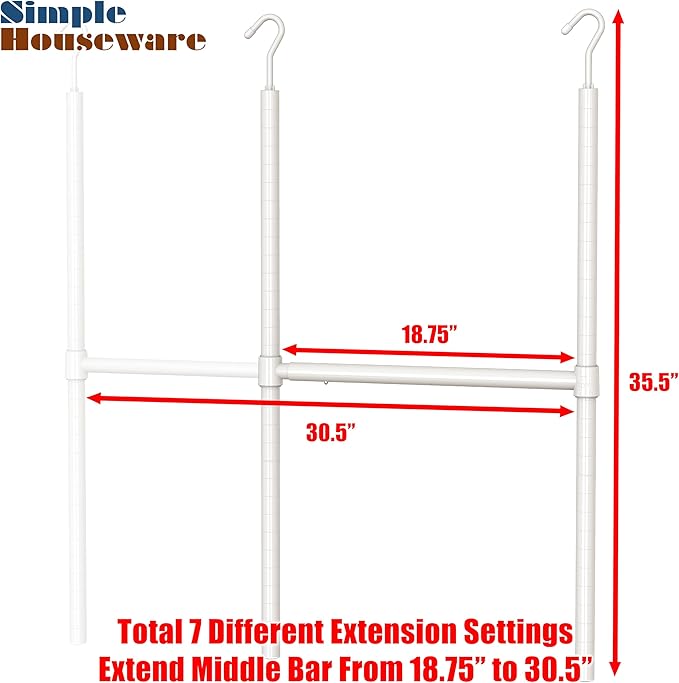 Simple Houseware Adjustable Closet Hanging Rod, White