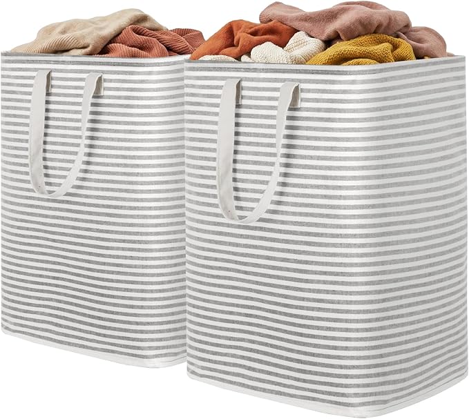 Lifewit 2 Pack Laundry Basket 90L Each, Collapsible Clothes Hamper with Reinforced Handles, Freestanding Waterproof Design fo