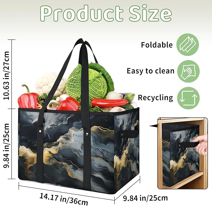 Reusable Grocery Bag Foldable Shopping Tote Bag with Handles Reusable Shopping Bags Large Kitchen Grocery Bags