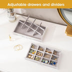 ProCase Earring Holder Organizer Jewelry Box with 8 Drawers, Acrylic Clear Earring Case with Adjustable Velvet Trays for Wome