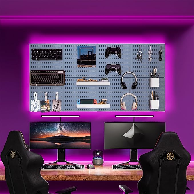Wall-Mounted Pegboard Kit, 25.2" x 25.2" Organizer Panel – Large, Cost-Effective & Nail-Free Installation Blue