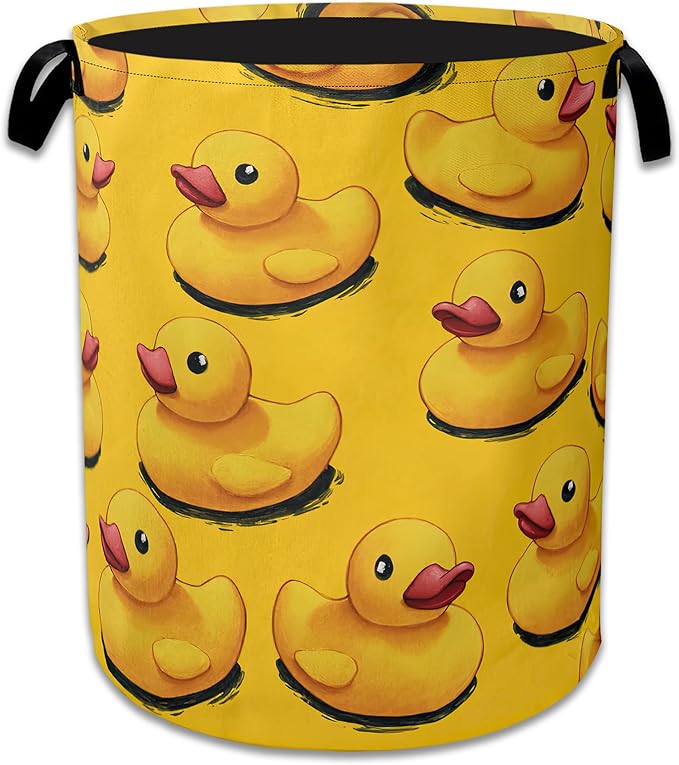 Cute Yellow Ducks Laundry Basket Collapsible Laundry Hamper Oxford Storage Bin for Clothes Storage, Toy Organizer, Books and 